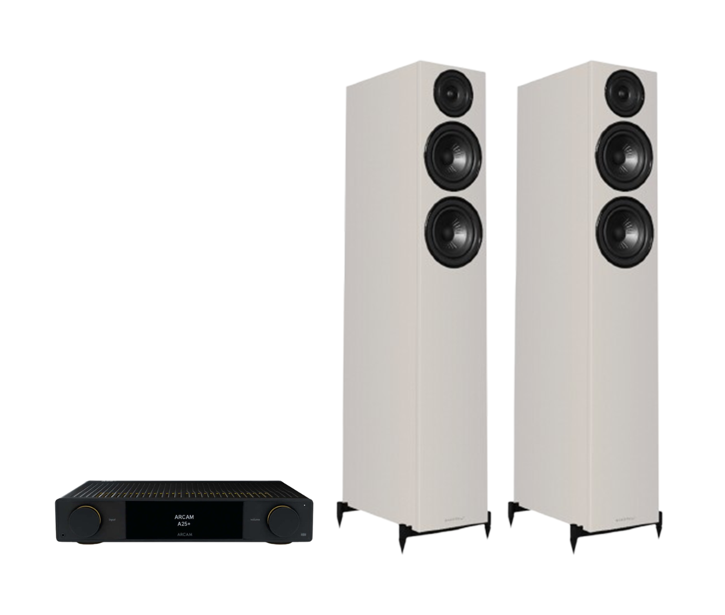 ARCAM A25+ Radia Plus Amplifier + Wharfedale Diamond 12.4i Floor Standing Speakers Package and 5 metres Classic 79 Strand