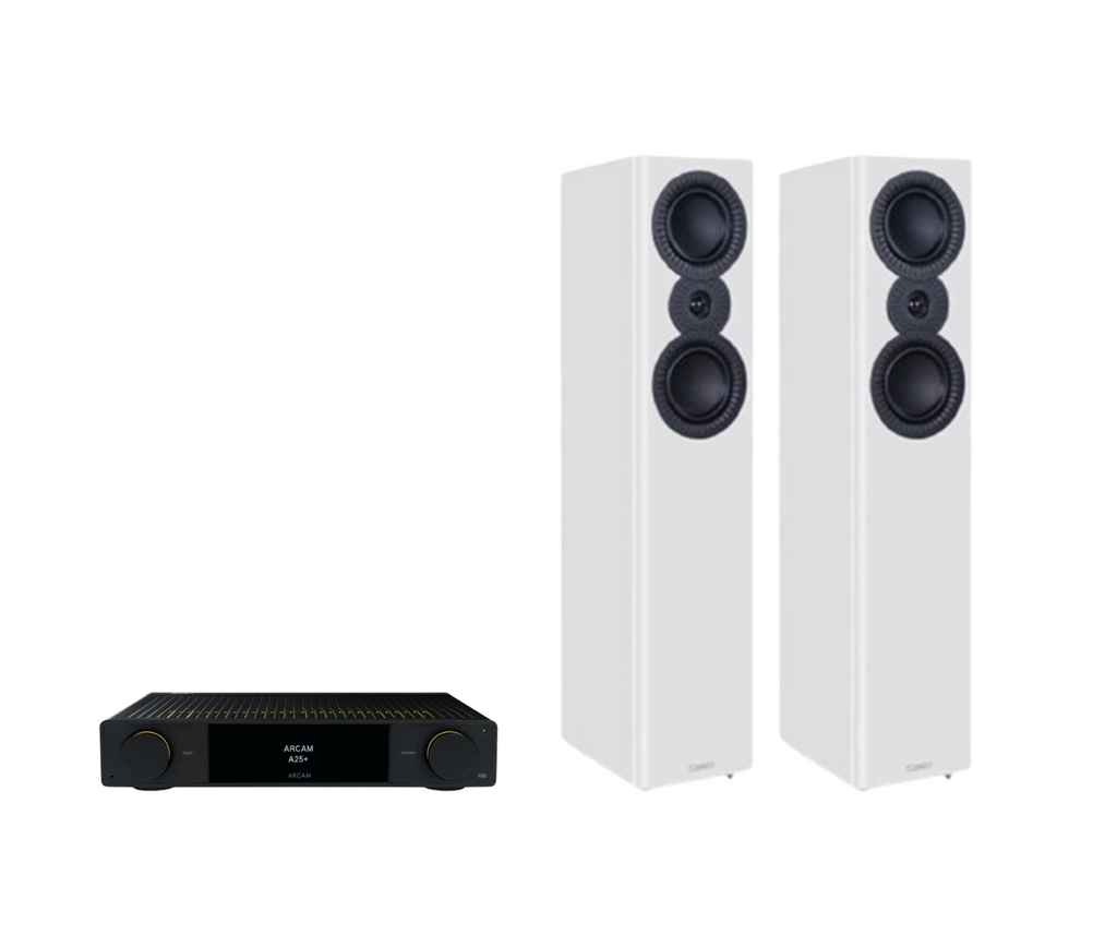 ARCAM A25+ Radia Plus Amplifier + Mission LX-4 MKII Floor Standing Speakers Package and 5 metres Classic 79 Strand