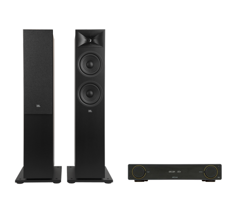 ARCAM A5+ Radia Plus Amplifier + JBL Stage 280F Floor Standing Speakers Package and 5 metres Classic 79 Strand
