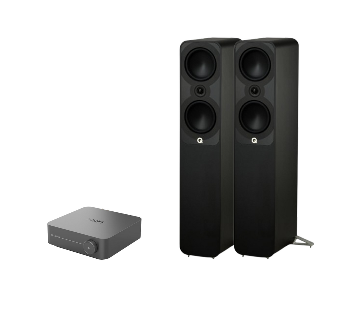 WiiM AMP Pro Music Streaming Amplifier + Q Acoustics 5050 Floor Standing Speakers Package and 5 metres Classic 79 Strand
