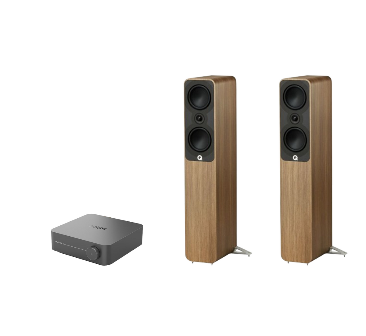 WiiM AMP Pro Music Streaming Amplifier + Q Acoustics 5040 Floor Standing Speakers Package and 5 metres Classic 79 Strand