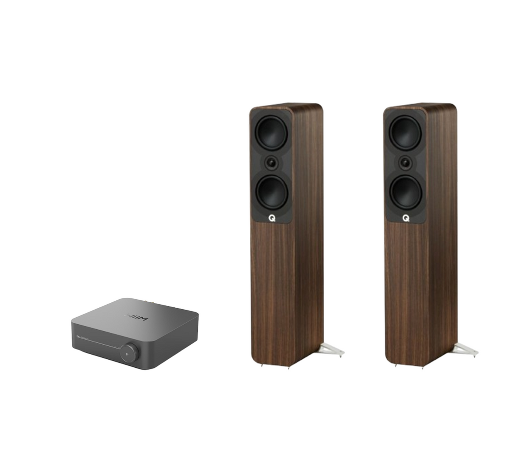 WiiM AMP Pro Music Streaming Amplifier + Q Acoustics 5040 Floor Standing Speakers Package and 5 metres Classic 79 Strand
