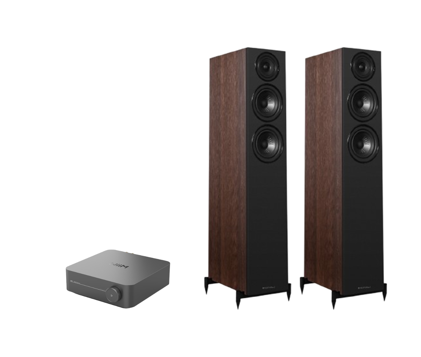 WiiM AMP Pro Music Streaming Amplifier + Wharfedale Diamond 12.3i Floor Standing Speakers Package and 5 metres Classic 79 Strand