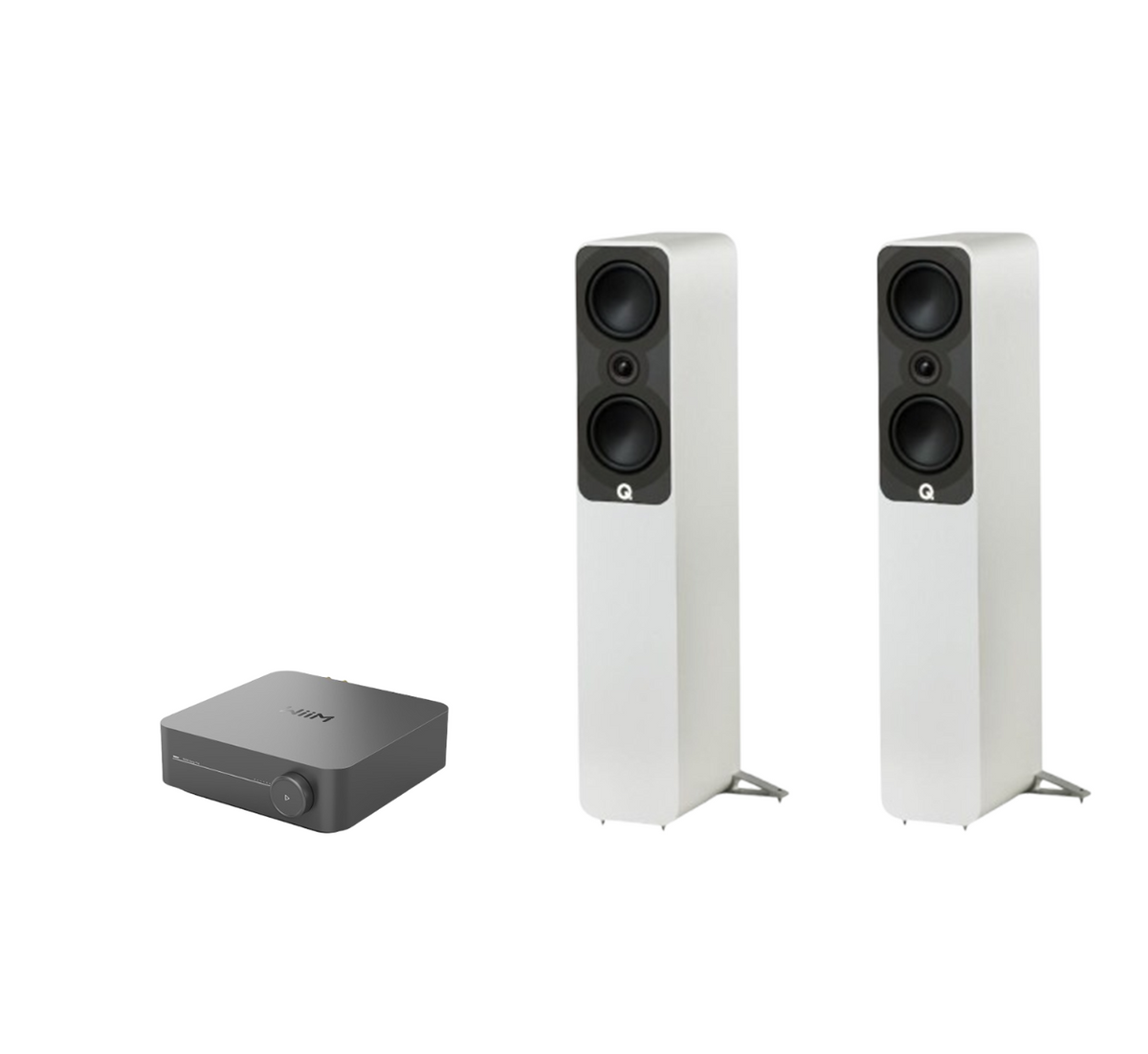 WiiM AMP Pro Music Streaming Amplifier + Q Acoustics 5040 Floor Standing Speakers Package and 5 metres Classic 79 Strand