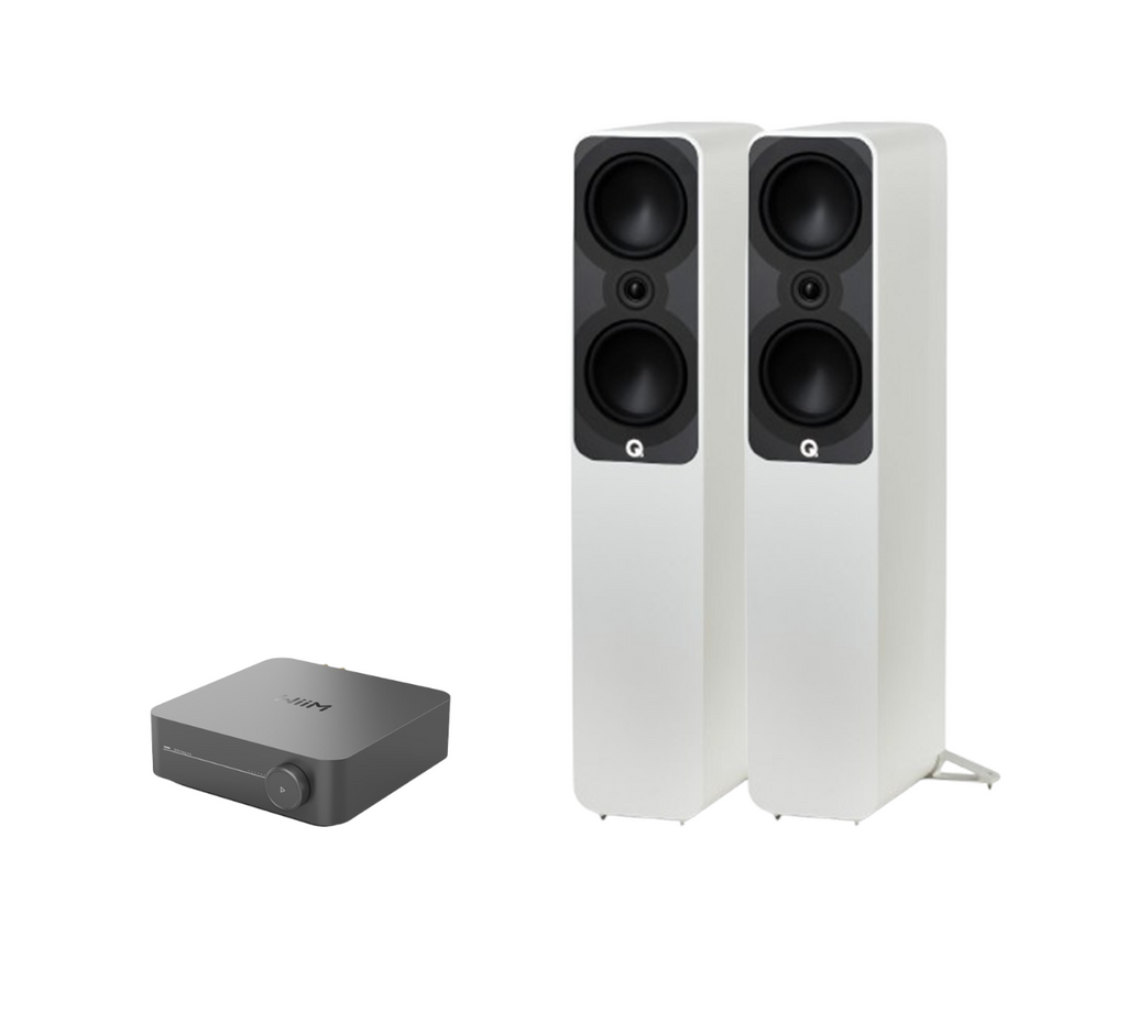 WiiM AMP Pro Music Streaming Amplifier + Q Acoustics 5050 Floor Standing Speakers Package and 5 metres Classic 79 Strand