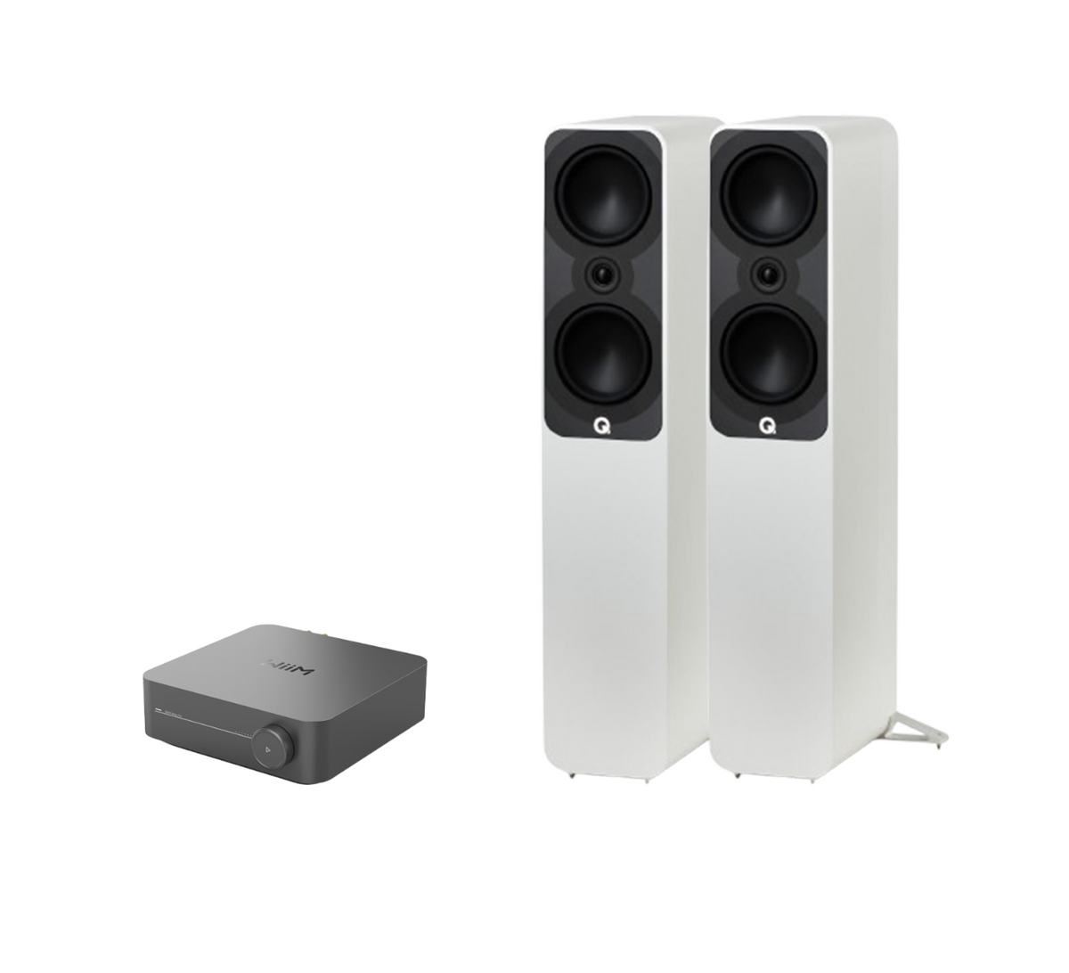WiiM AMP Pro Music Streaming Amplifier + Q Acoustics 5050 Floor Standing Speakers Package and 5 metres Classic 79 Strand