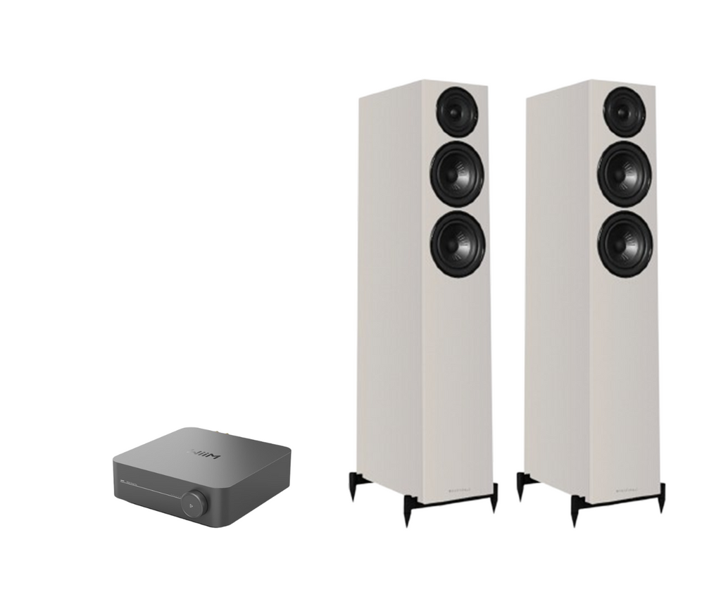 WiiM AMP Pro Music Streaming Amplifier + Wharfedale Diamond 12.3i Floor Standing Speakers Package and 5 metres Classic 79 Strand
