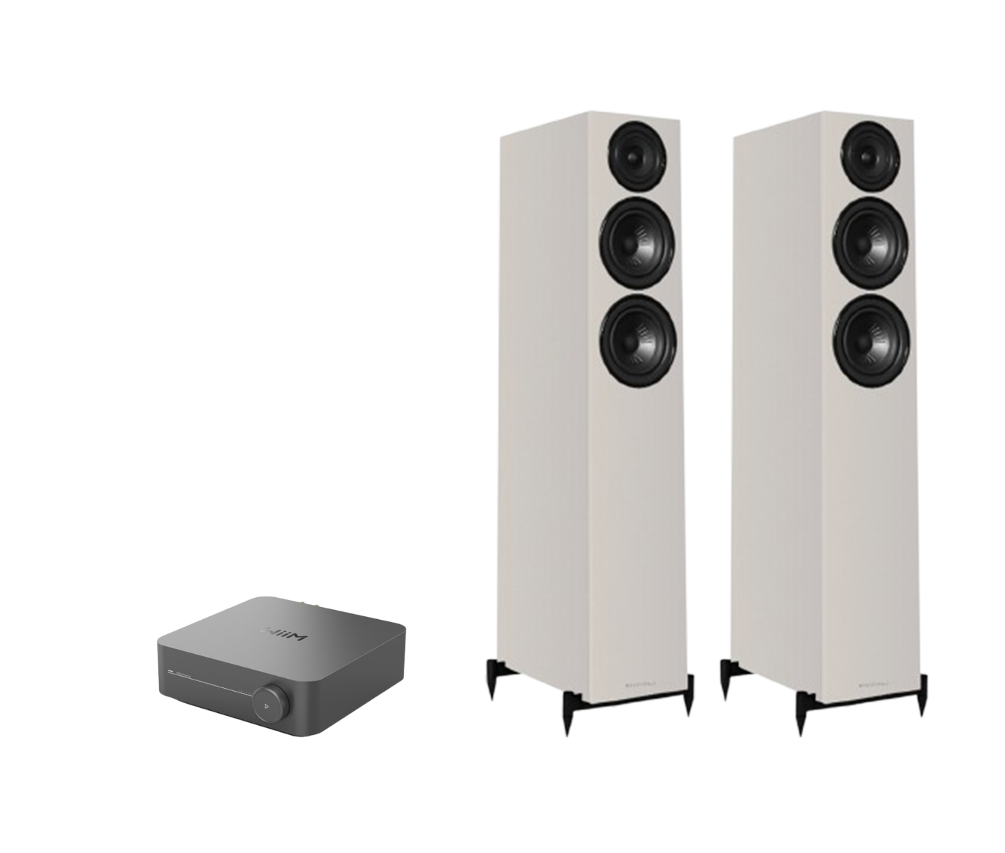 WiiM AMP Pro Music Streaming Amplifier + Wharfedale Diamond 12.3i Floor Standing Speakers Package and 5 metres Classic 79 Strand