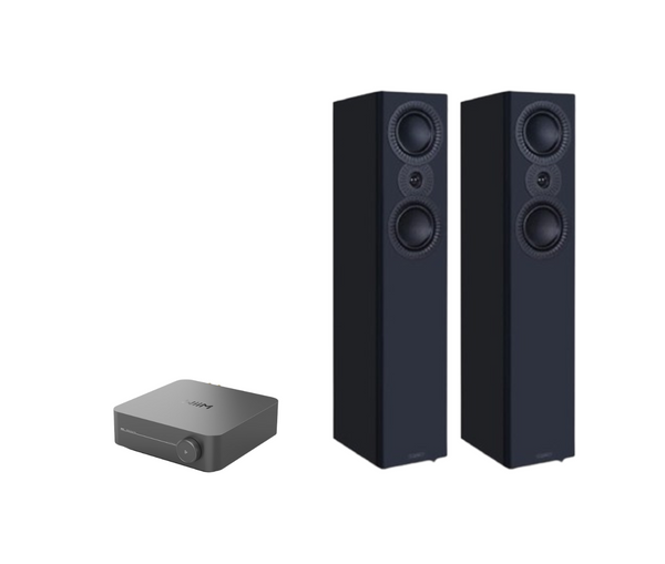 WiiM AMP Pro Music Streaming Amplifier + Mission LX-4 MKII Floor Standing Speakers Package and 5 metres Classic 79 Strand