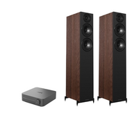 WiiM AMP Pro Music Streaming Amplifier + Wharfedale Diamond 12.4i Floor Standing Speakers Package and 5 metres Classic 79 Strand