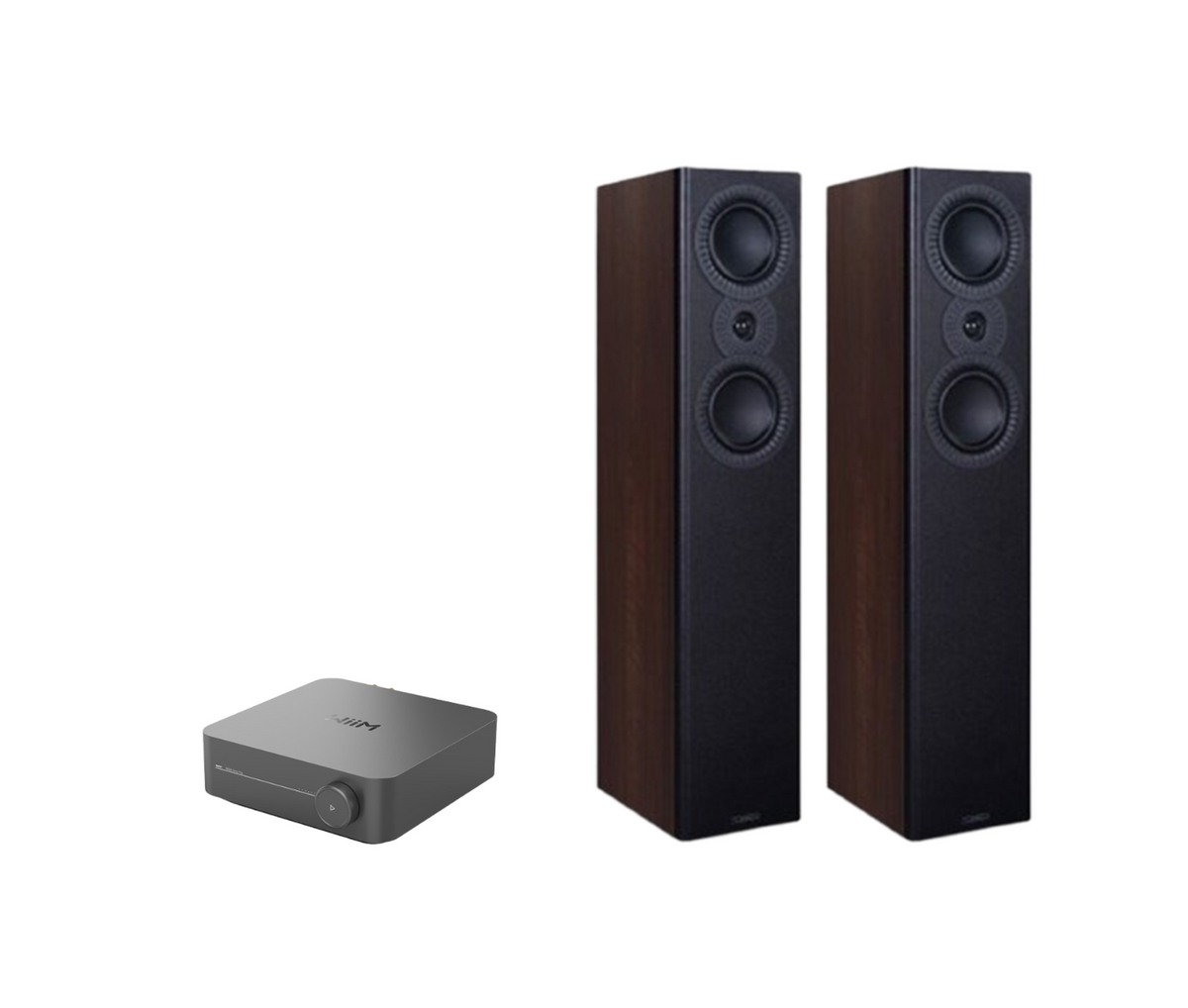 WiiM AMP Pro Music Streaming Amplifier + Mission LX-4 MKII Floor Standing Speakers Package and 5 metres Classic 79 Strand