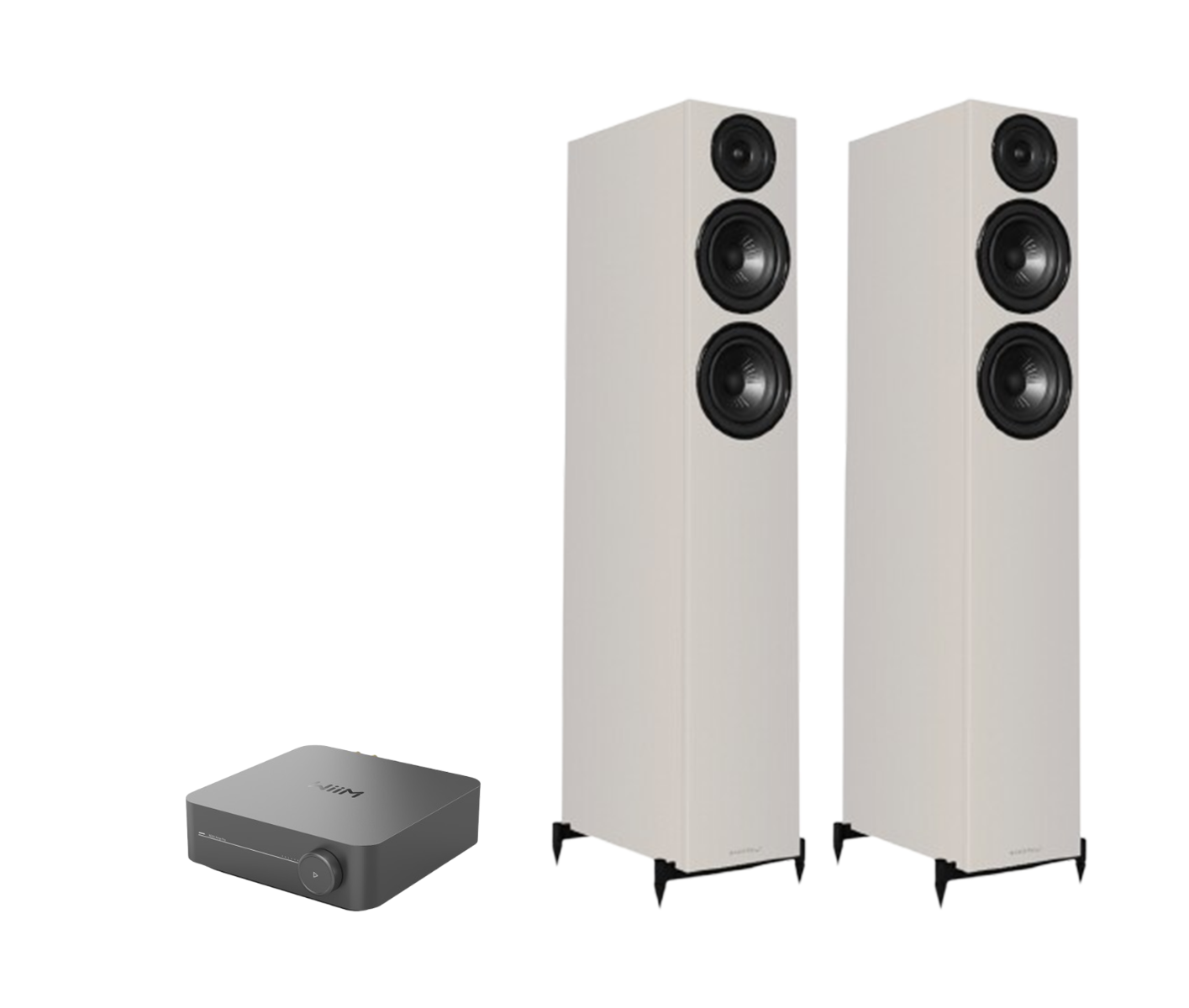 WiiM AMP Pro Music Streaming Amplifier + Wharfedale Diamond 12.4i Floor Standing Speakers Package and 5 metres Classic 79 Strand