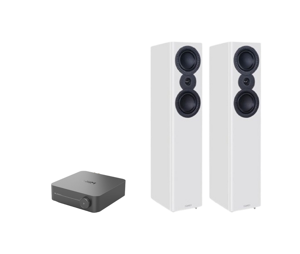 WiiM AMP Pro Music Streaming Amplifier + Mission LX-4 MKII Floor Standing Speakers Package and 5 metres Classic 79 Strand