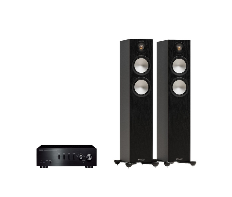 Yamaha A-S301 Hi-Fi Stereo Amplifier + Monitor Audio Bronze 300 7G Floor Standing Speakers Package and 5 metres Classic 79 Strand