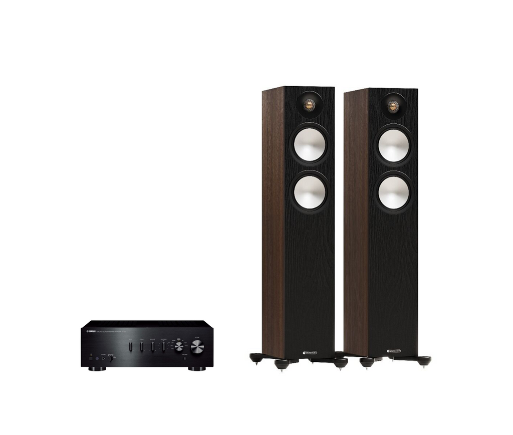 Yamaha A-S501 Hi-Fi Stereo Amplifier + Monitor Audio Bronze 300 7G Floor Standing Speakers Package and 5 metres Classic 79 Strand