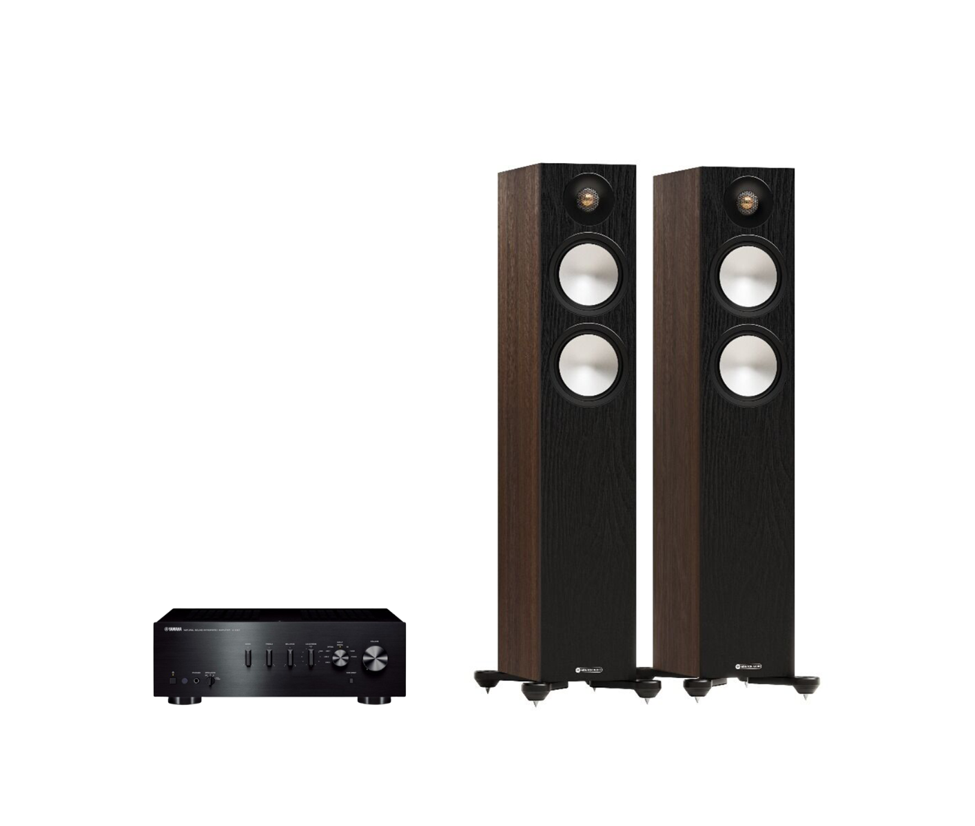 Yamaha A-S501 Hi-Fi Stereo Amplifier + Monitor Audio Bronze 300 7G Floor Standing Speakers Package and 5 metres Classic 79 Strand