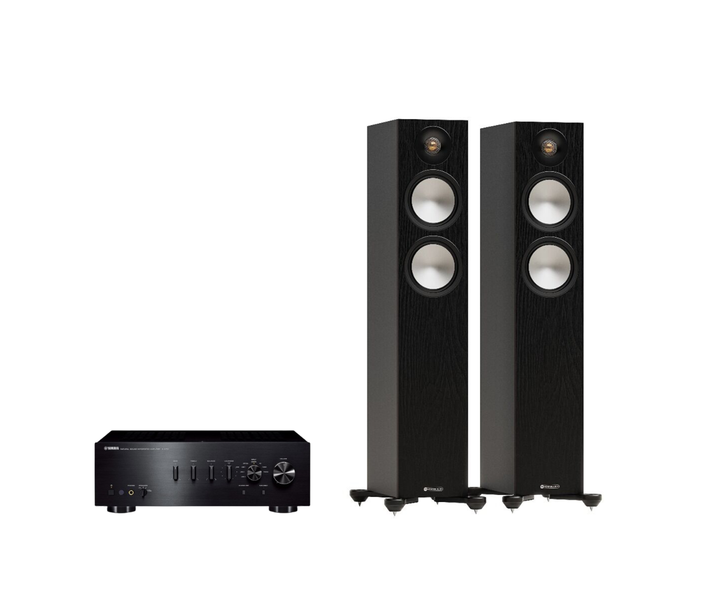 Yamaha A-S701 Hi-Fi Stereo Amplifier + Monitor Audio Bronze 300 7G Floor Standing Speakers Package and 5 metres Classic 79 Strand