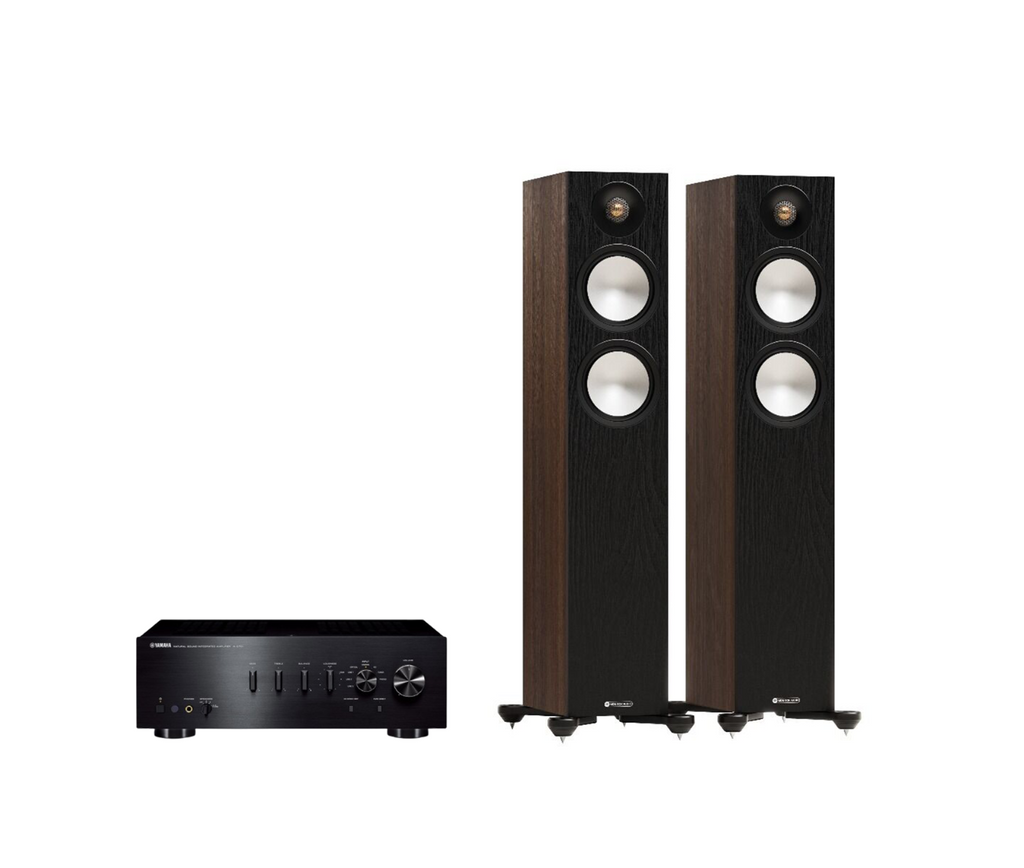 Yamaha A-S701 Hi-Fi Stereo Amplifier + Monitor Audio Bronze 300 7G Floor Standing Speakers Package and 5 metres Classic 79 Strand