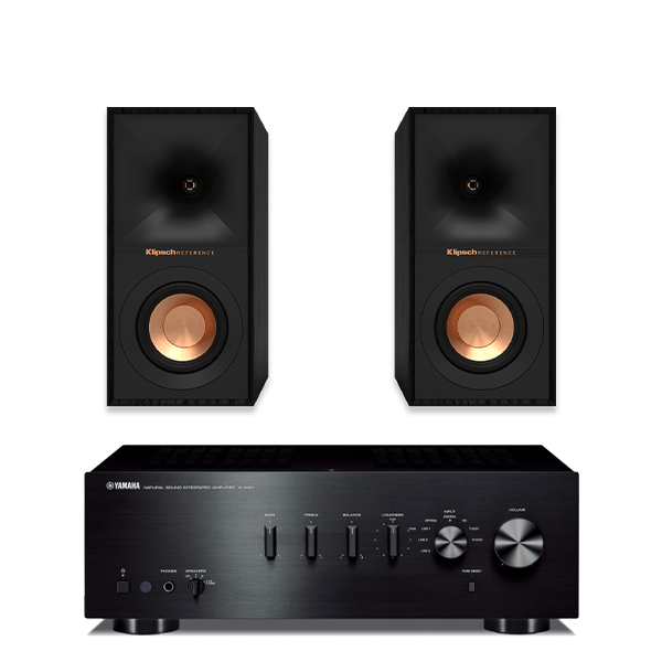 Yamaha A-S301 Stereo Amplifier + Klipsch R-40M Bookshelf Speakers
