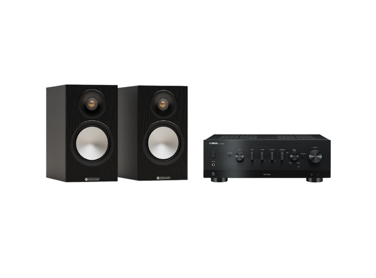 Yamaha R-N1000A Hi-Fi Network Receiver Amplifier + Monitor Audio Bronze 50 7G Bookshelf Speakers and 5m Classic 79 Strand