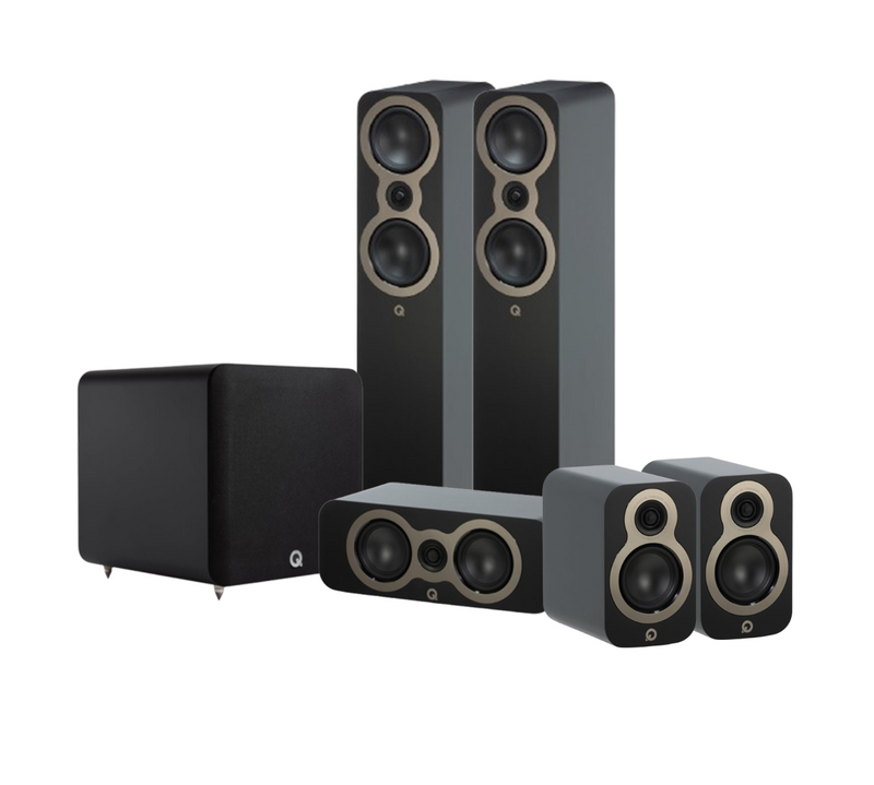 Q Acoustics 3050C 5.1 Cinema Pack – Satin Black with Q SUB100 10" Subwoofer - Satin Black