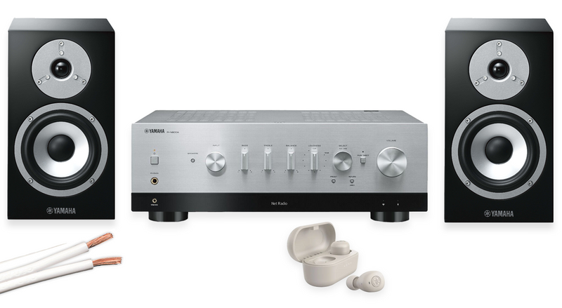 Yamaha R-N800A Network Receiver Amplifier Silver & NS-BP401 Black Speakers Bundle