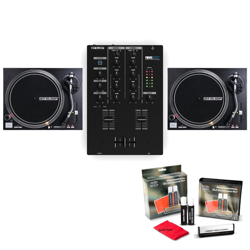 Twin Reloop RP-4000 MK2 + Reloop RMX-10BT + FREE DJ Vinyl Cleaning Kit