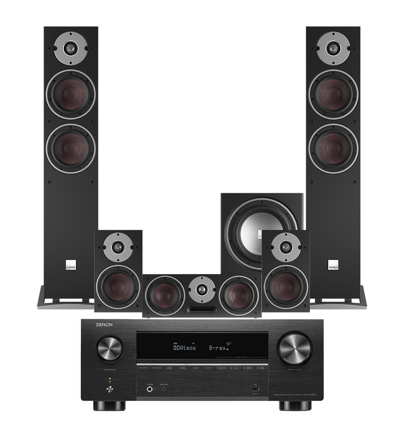 Denon AVC-X3800H 9.2 Channel 8K AV Amplifier + Dali Oberon 5 - 5.1 Speaker Package - Dark Walnut