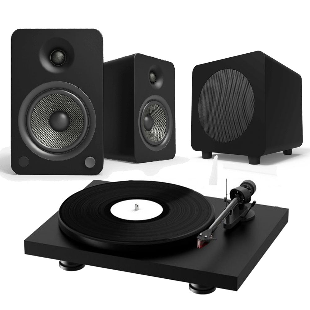 Pro-Ject Debut Carbon Evo + Kanto YU6 + SUB8 MKII Bundle in Matt Black