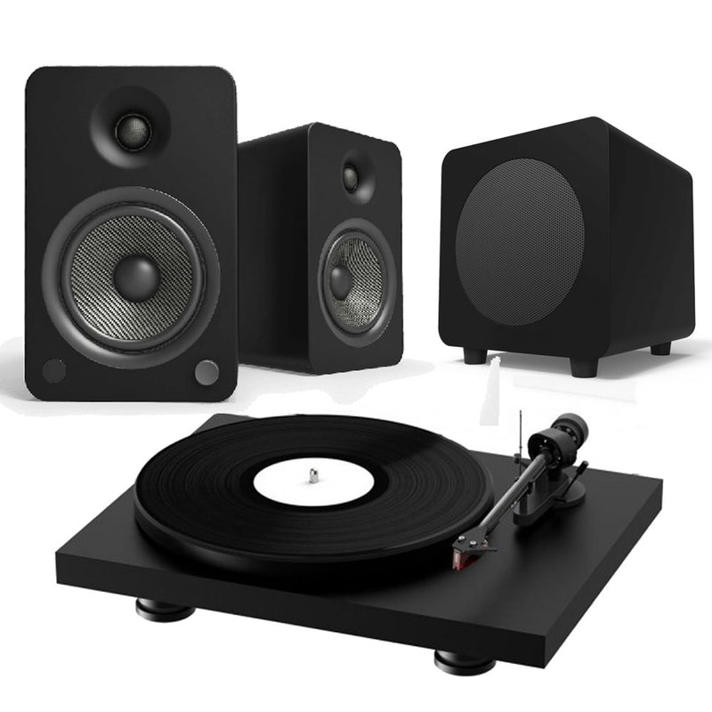Pro-Ject Debut Carbon Evo + Kanto YU6 + SUB8 MKII Bundle in Matt Black