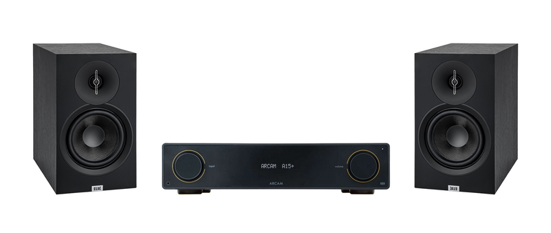 ARCAM A15+ Radia Plus Amplifier + ELAC Debut 3.0 B6.3 Bookshelf Speakers and 5 metres Classic 79 Strand