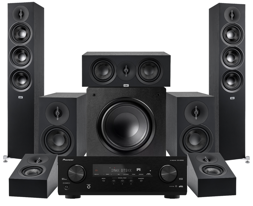 ELAC Debut 5.1.2 Bundle with 10” Sub + Pioneer VSX-835