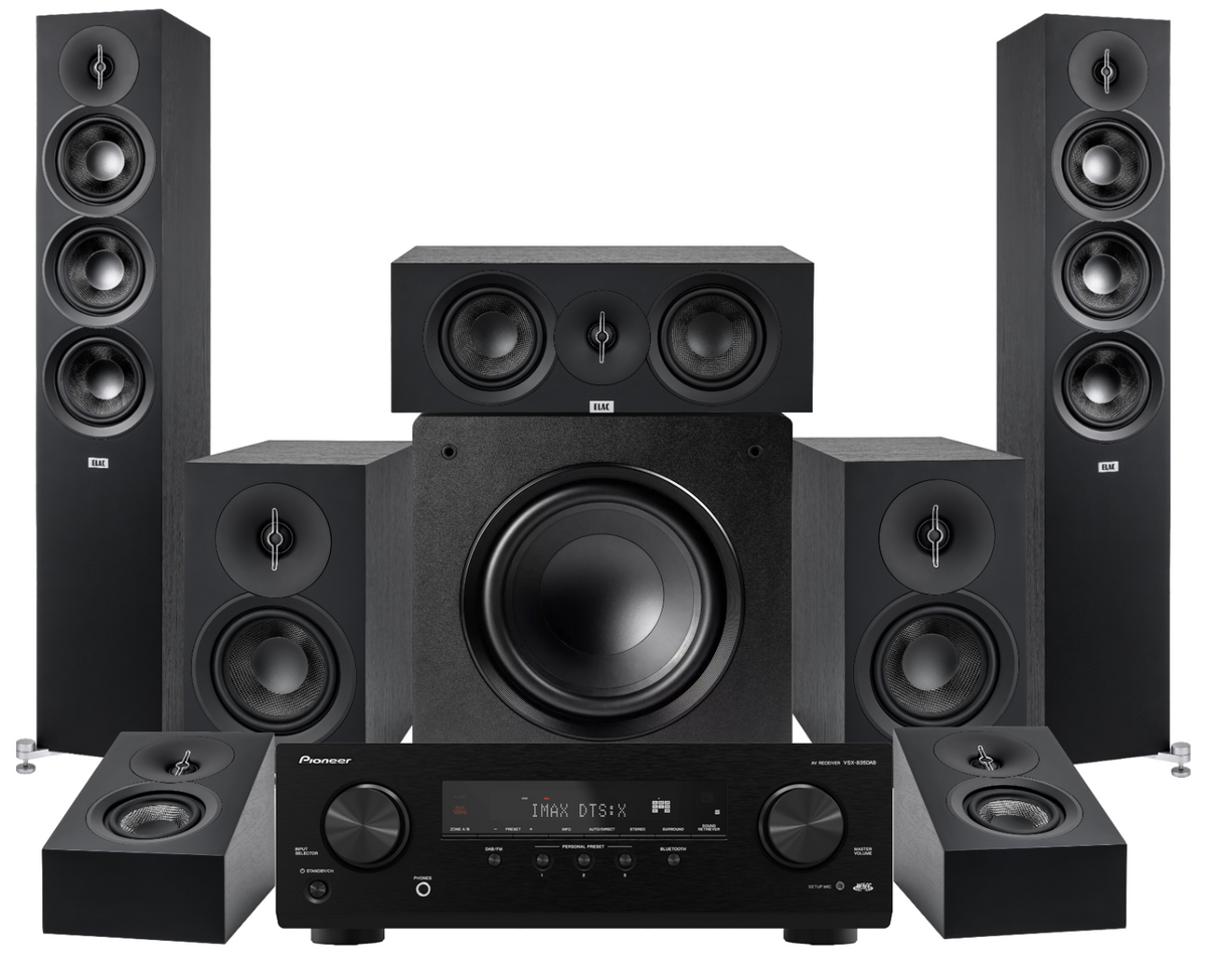 ELAC Debut 5.1.2 Bundle with 10” Sub + Pioneer VSX-835