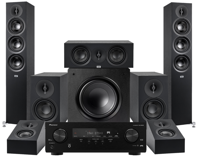 ELAC Debut 5.1.2 Bundle with 10” Sub + Pioneer VSX-835
