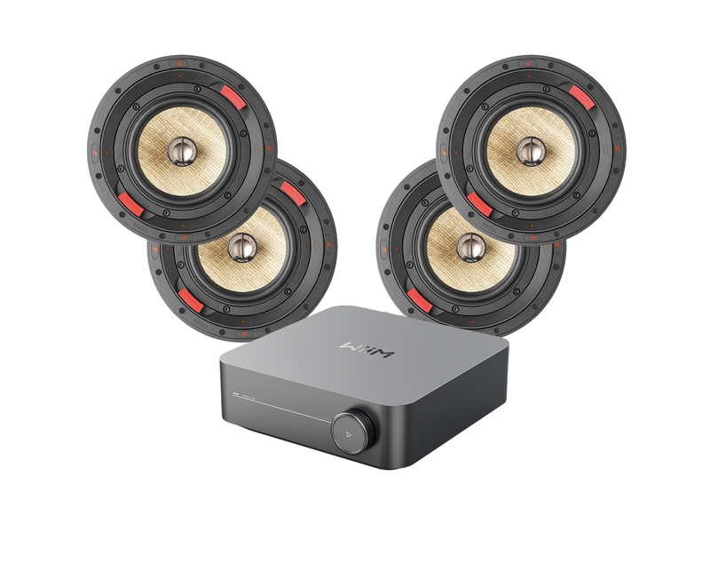 WiiM Amp Music Streaming Amplifier + 4 x Focal 300ICW6 Ceiling Speakers + 40m QED QX16/2