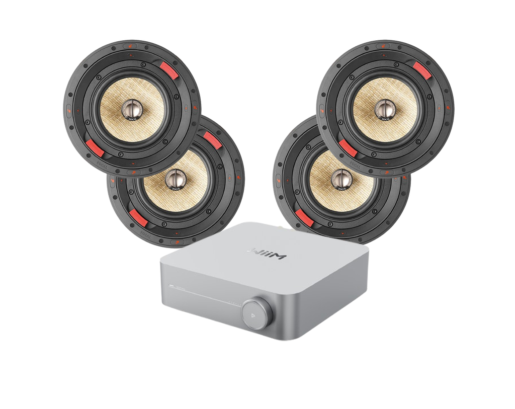 WiiM Amp Music Streaming Amplifier + 4 x Focal 300ICW6 Ceiling Speakers + 40m QED QX16/2