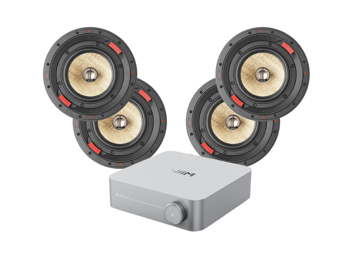 WiiM Amp Music Streaming Amplifier + 4 x Focal 300ICW6 Ceiling Speakers + 40m QED QX16/2