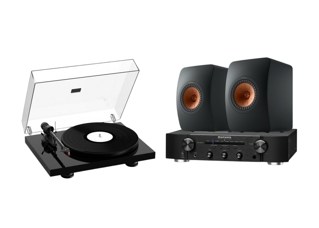 KEF LS50 Meta + Pro-Ject Debut Carbon Evo + Marantz PM6007 Black