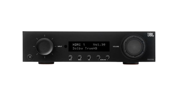 JBL MA510 5.2 8K HDMI 2.1 AV Receiver + JBL Stage 250B 5.1 Speaker Package with 220P 12” Subwoofer