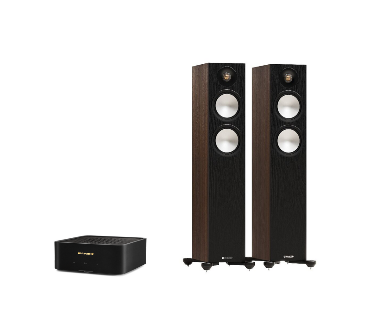 Marantz Model M1 – 2 Channel Wireless Streaming Amplifier + Monitor Audio Bronze 300 7G Floor Standing Speakers Package and 5 metres Classic 79 Strand