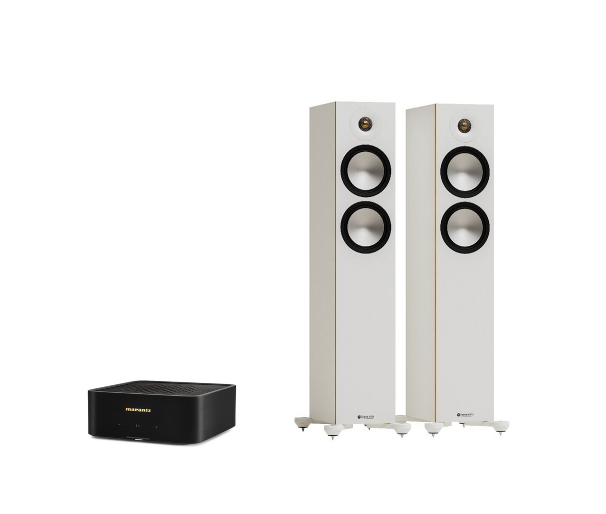 Marantz Model M1 – 2 Channel Wireless Streaming Amplifier + Monitor Audio Bronze 300 7G Floor Standing Speakers Package and 5 metres Classic 79 Strand