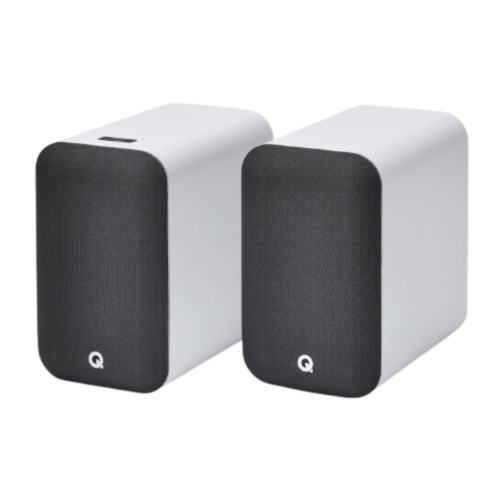Q Acoustic M20 HD Wireless Music System Speakers - White + Q Acoustics 3060S Slimline Active Subwoofer - Satin White