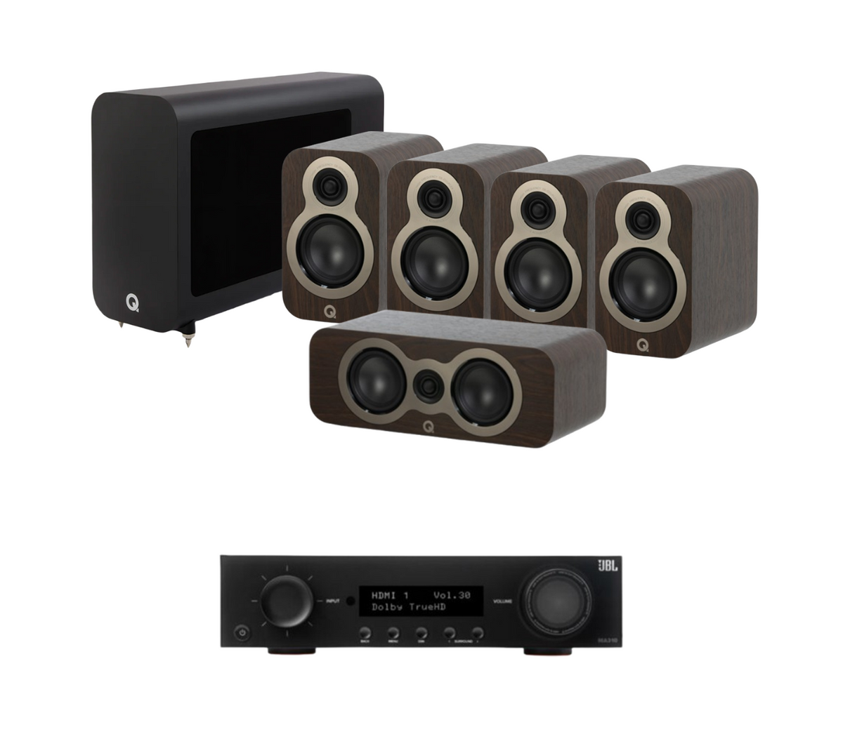 JBL MA510 5.2 8K AV Receiver + Acoustics 3010C 5.1 Cinema Pack with 3060S Subwoofer