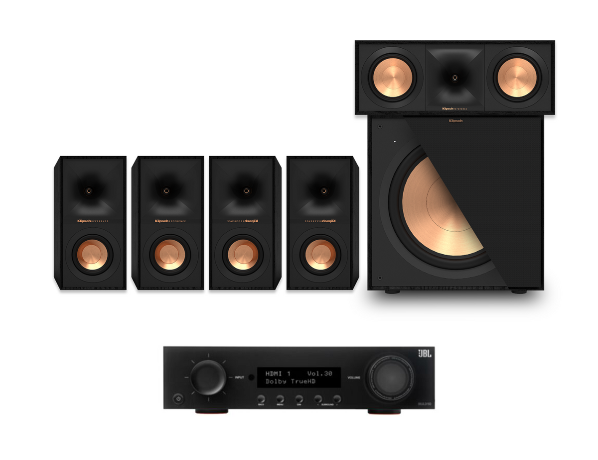 JBL MA310 5.2 4K AV Receiver + Klipsch R-40M 12" 5.1 Speaker Pack Bundle