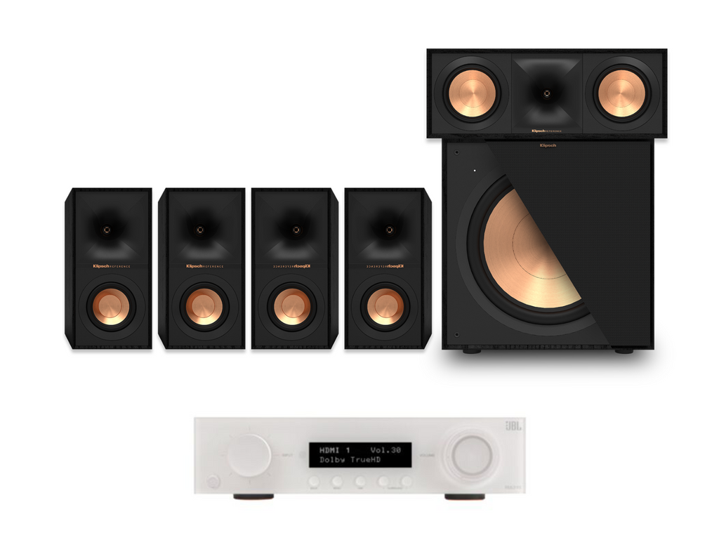 JBL MA310 5.2 4K AV Receiver + Klipsch R-40M 12" 5.1 Speaker Pack Bundle