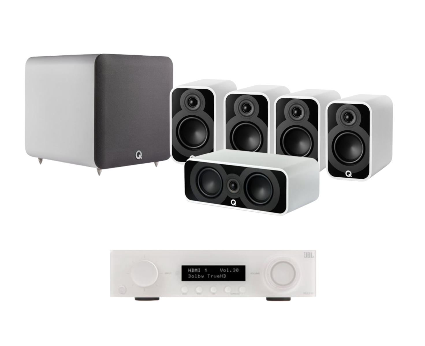 JBL MA510 5.2 8K AV Receiver + Q Acoustics 5010 5.1 Cinema Pack