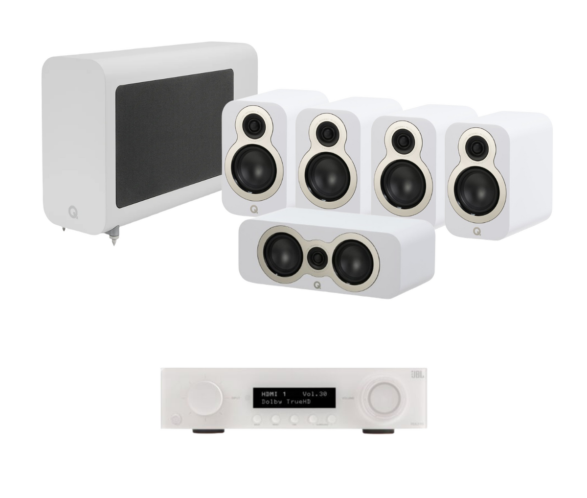 JBL MA510 5.2 8K AV Receiver + Acoustics 3010C 5.1 Cinema Pack with 3060S Subwoofer