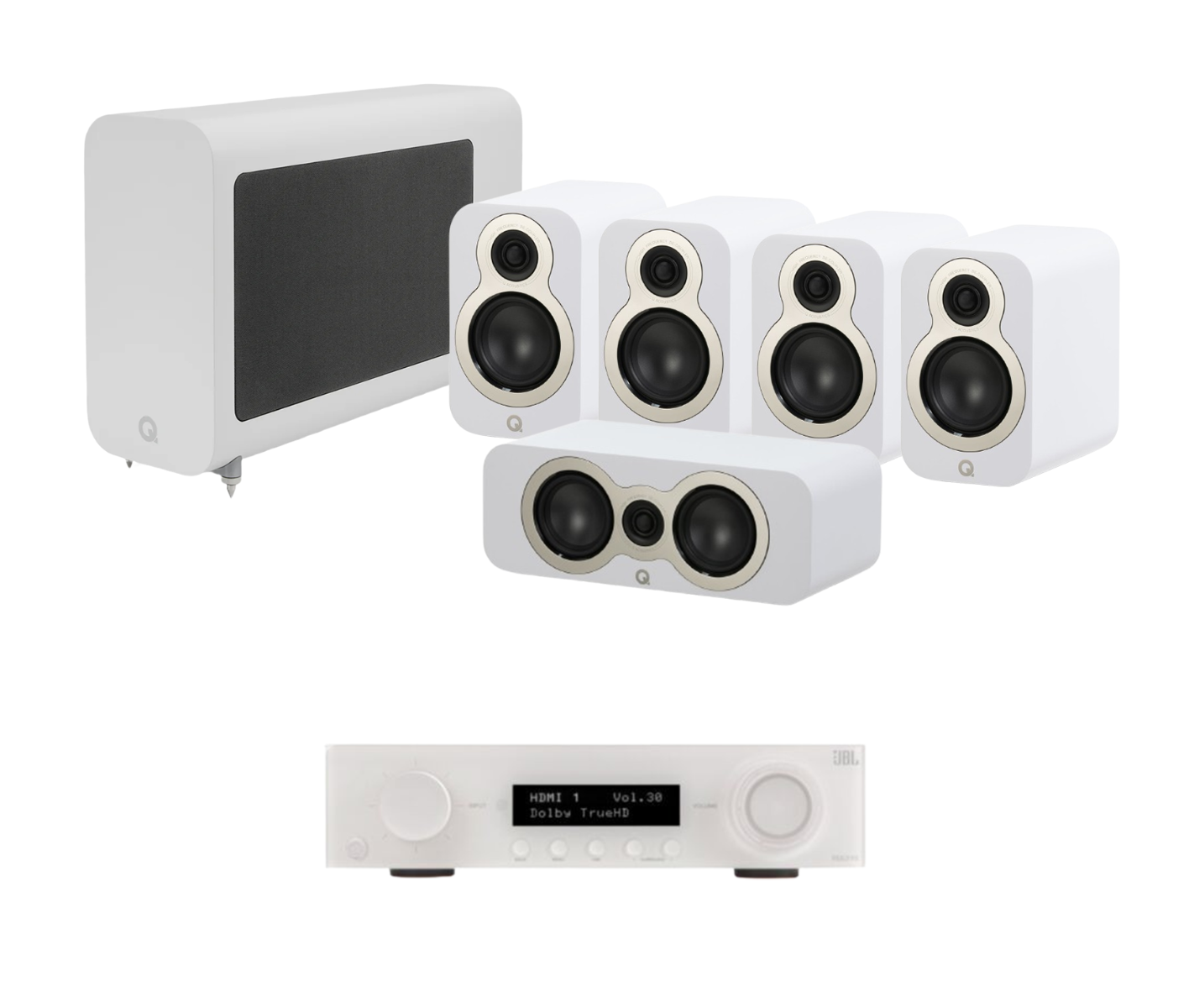 JBL MA510 5.2 8K AV Receiver + Acoustics 3010C 5.1 Cinema Pack with 3060S Subwoofer