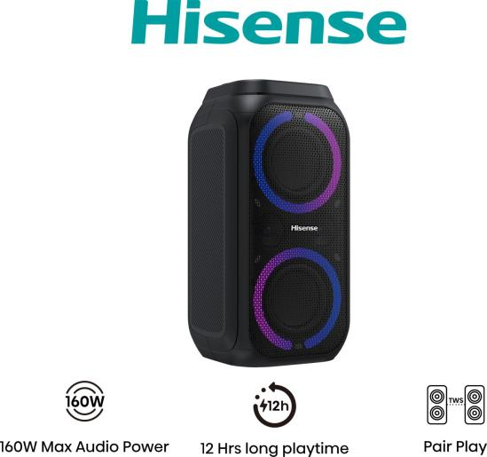 Hisense Party Rocket 160 – Compact Portable Battery Powered Bluetooth Party Speaker