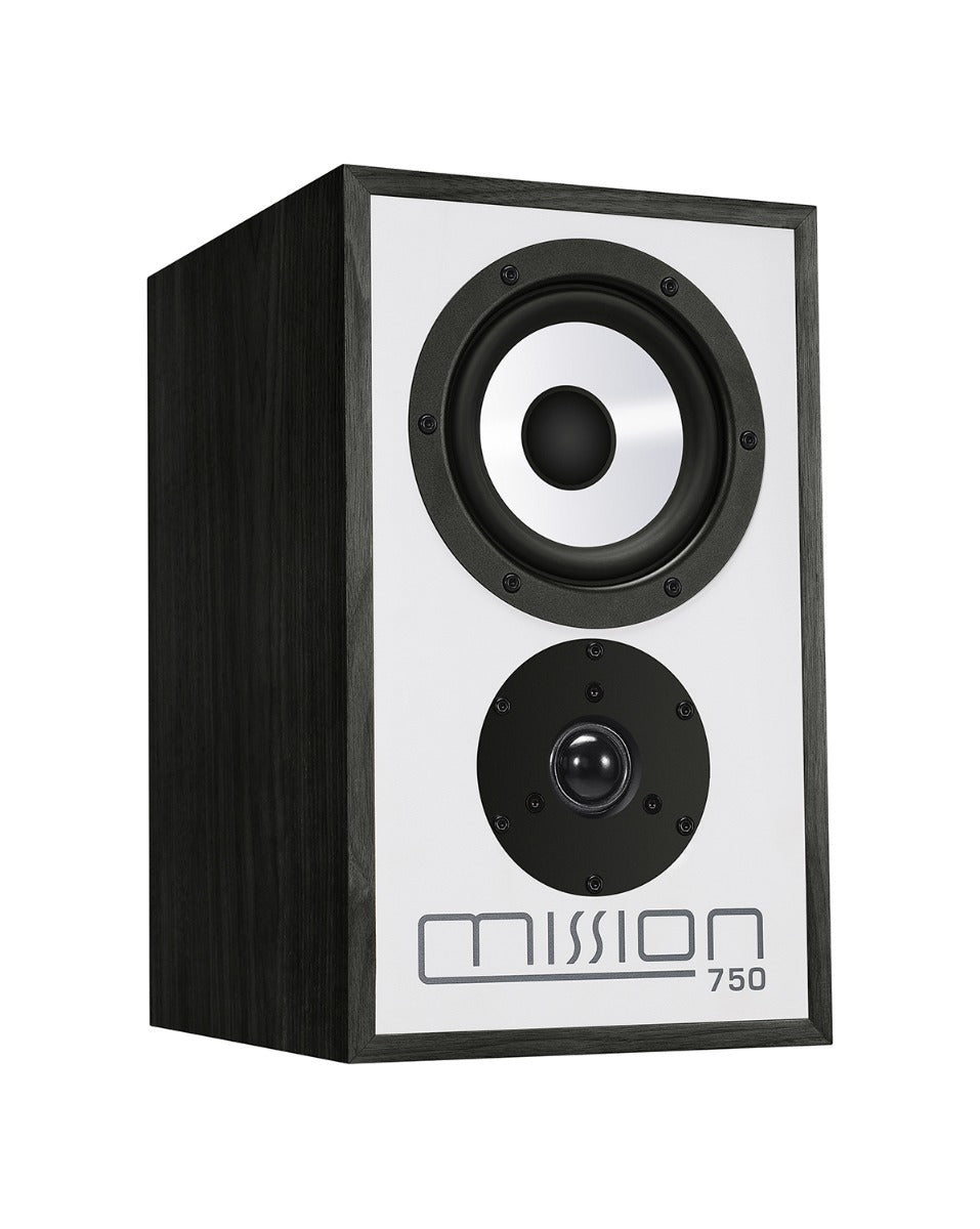 Mission 778X Stereo Amplifier – Silver & Mission 750 Bookshelf Speakers – Black